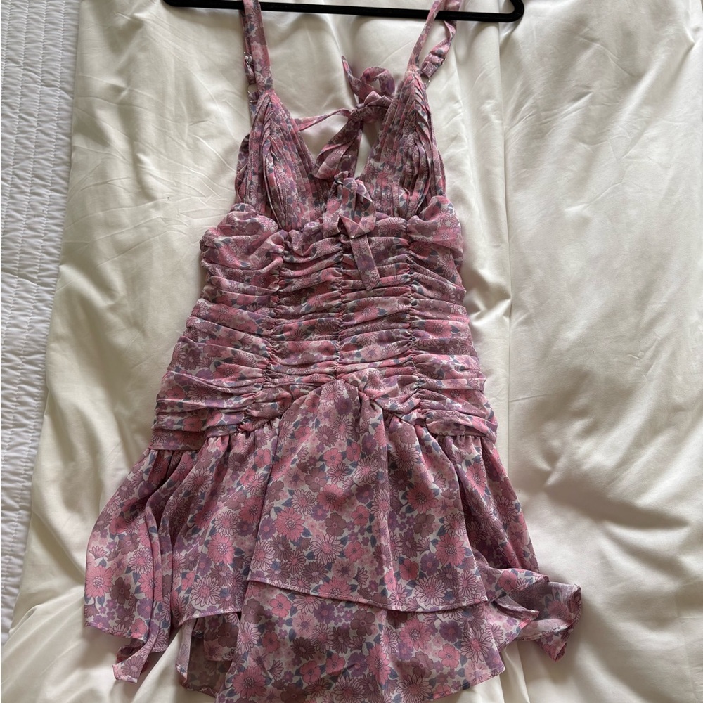 Floral Pink Sleeveless Dress